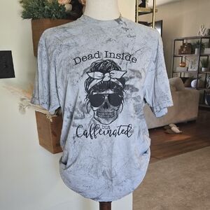 Comfort Colors Gray Graphic Tee - Dead Inside but Caffeinated